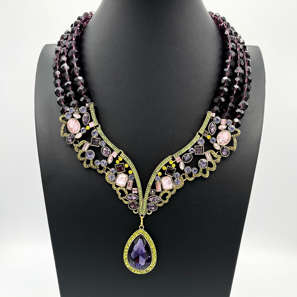 Heidi Daus Rare Retired Purple Swarovski Crystal Statement Necklace
